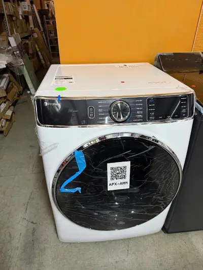 APX-AMM — GE Profile PFD87ESSV0WW Electric Dryer, White, front — Jefferson City